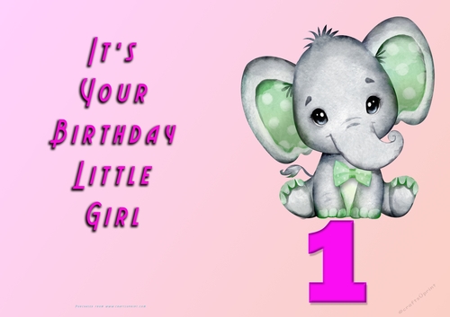NCJP - Its Your Birthday Little Girl - 1 - Elephant