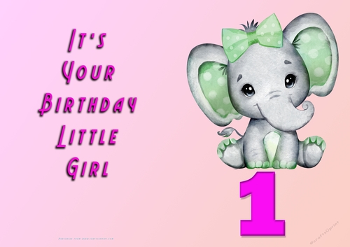 NCJP - Its Your Birthday Little Girl - 1 - Elephant