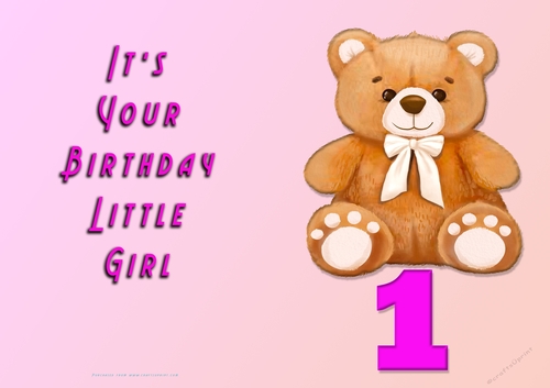 NCJP - Its Your Birthday Little Girl - 1 - Cute Teddy bear