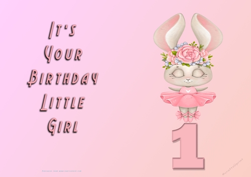 NCJP - Its Your Birthday Little Girl - 1 - Cute Ballerina Rabbit