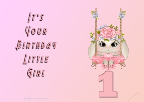 NCJP - Its Your Birthday Little Girl - 1 - Cute Ballerina Rabbit