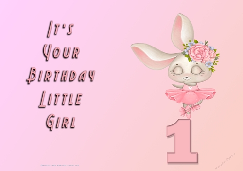 NCJP - Its Your Birthday Little Girl - 1 - Cute Ballerina Rabbit