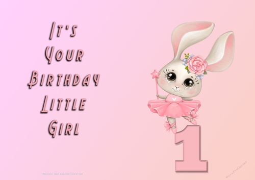 NCJP - Its Your Birthday Little Girl - 1 - Cute Ballerina Rabbit