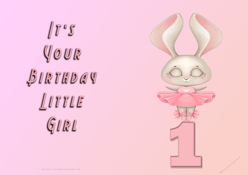 NCJP - Its Your Birthday Little Girl - 1 - Cute Ballerina Rabbit