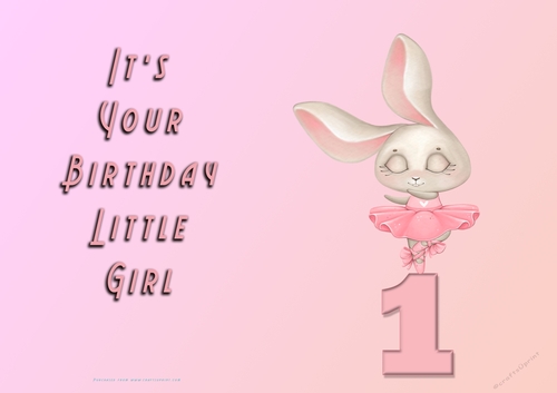 NCJP - Its Your Birthday Little Girl - 1 - Cute Ballerina Rabbit