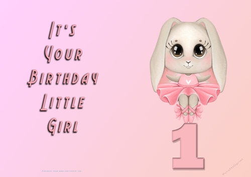 NCJP - Its Your Birthday Little Girl - 1 - Cute Ballerina Rabbit