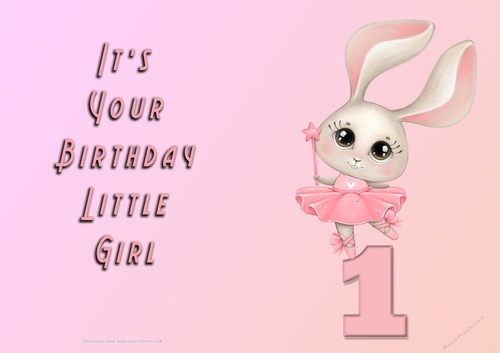 NCJP - Its Your Birthday Little Girl - 1 - Cute Ballerina Rabbit