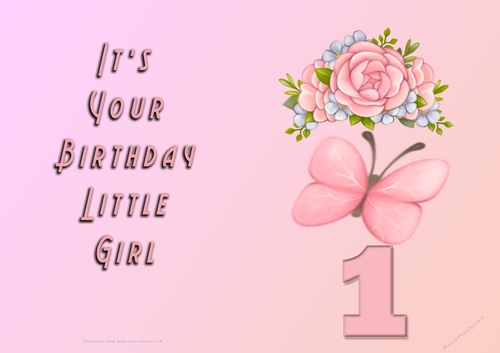NCJP - Its Your Birthday Little Girl - 1 - Flowers and Butterfly