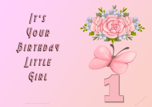 NCJP - Its Your Birthday Little Girl - 1 - Beautiful Rose w butterfly