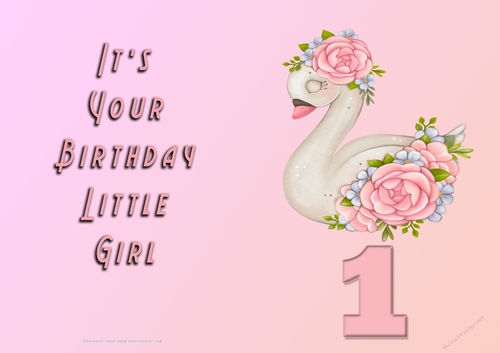 NCJP - Its Your Birthday Little Girl - 1 - Swan n Flowers