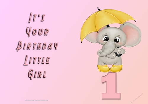 NCJP - Its Your Birthday Little Girl - 1 - Cute Elephant