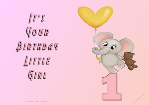 NCJP - Its Your Birthday Little Girl - 1 - Cute Elephant