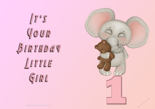NCJP - Its Your Birthday Little Girl - 1 - Cute Elephant