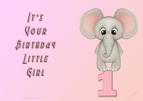 NCJP - Its Your Birthday Little Girl - 1 - Cute Elephant