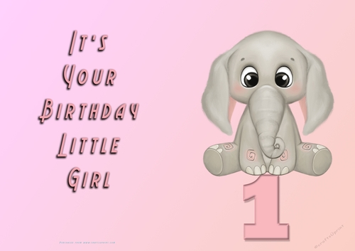 NCJP - Its Your Birthday Little Girl - 1 - Cute Elephant