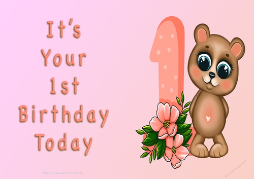 NCJP - Its Your 1 Birthday today - with Cute Bear