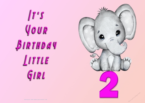 NCJP - Its Your Birthday Little Girl - 2 - Cute Elephant