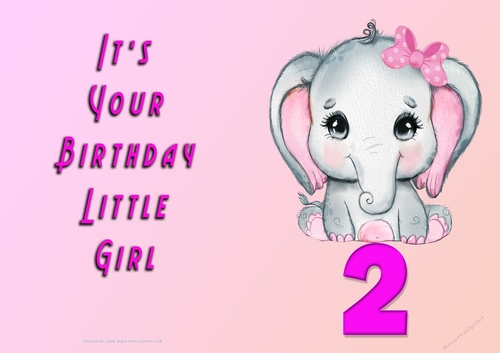 NCJP - Its Your Birthday Little Girl - 2 - Cute Elephant
