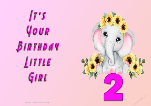 NCJP - Its Your Birthday Little Girl - 2 - Cute Elephant