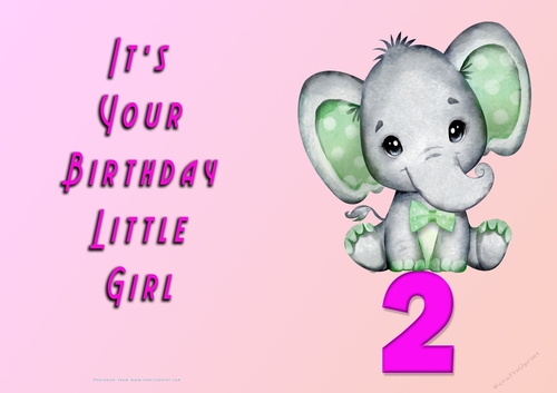 NCJP - Its Your Birthday Little Girl - 2 - Cute Elephant