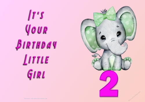 NCJP - Its Your Birthday Little Girl - 2 - Cute Elephant