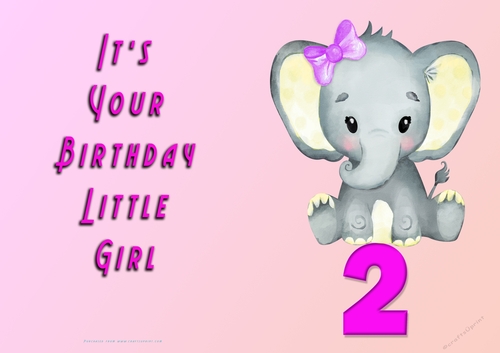 NCJP - Its Your Birthday Little Girl - 2 - Cute Elephant