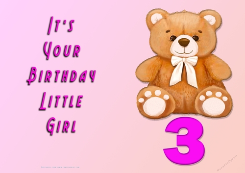 NCJP - Its Your Birthday Little Girl - 3 - Cute Teddy Bear