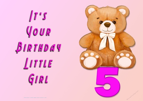 NCJP - Its Your Birthday Little Girl - 5 - Cute Teddy Bear