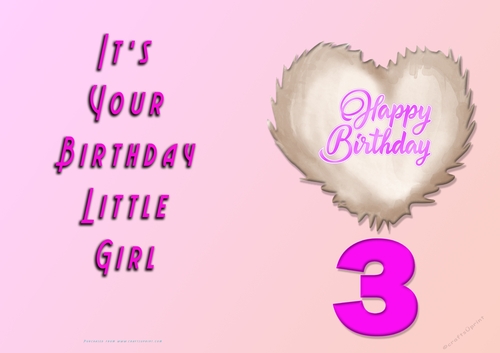NCJP - Its Your Birthday Little Girl - 3 - Cute Fluffy Heart