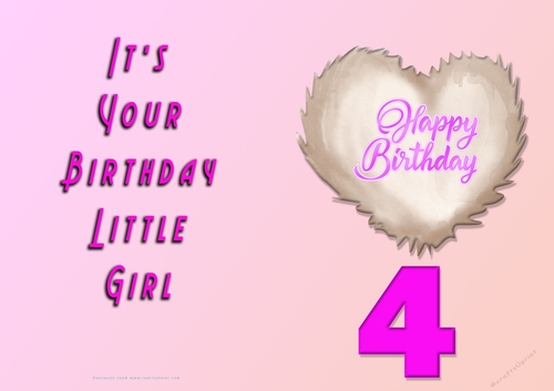 NCJP - Its Your Birthday Little Girl - 4 - Cute Fluffy Heart