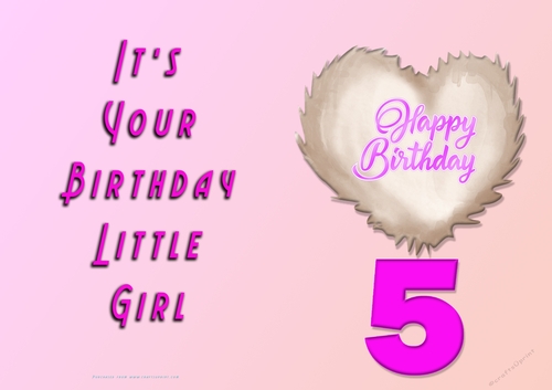 NCJP - Its Your Birthday Little Girl - 5 - Cute Fluffy Heart