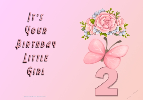 NCJP - Its Your Birthday Little Girl - 2 - Flower n Butterfly