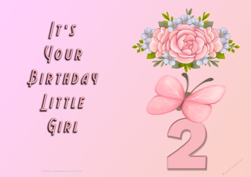 NCJP - Its Your Birthday Little Girl - 2 - Flower n Butterfly