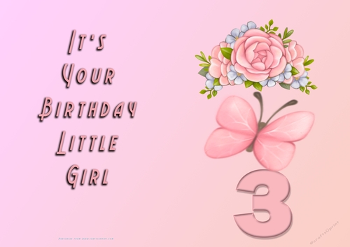 NCJP - Its Your Birthday Little Girl - 3 - Flower n Butterfly
