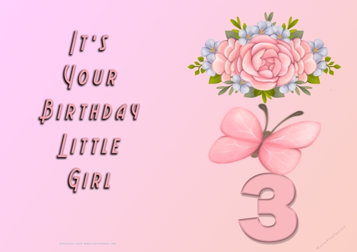 NCJP - Its Your Birthday Little Girl - 3 - Flower n Butterfly