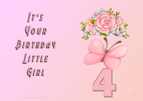 NCJP - Its Your Birthday Little Girl - 4 - Flower n Butterfly