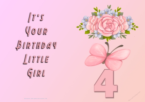 NCJP - Its Your Birthday Little Girl - 4 - Flower n Butterfly