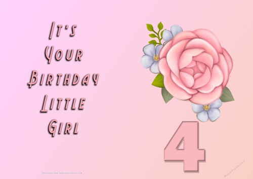 NCJP - Its Your Birthday Little Girl - 4 - Pink Rose