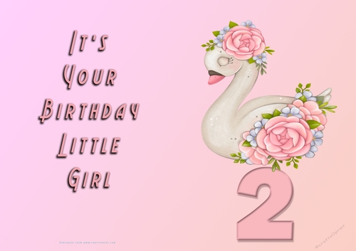 NCJP - Its Your Birthday Little Girl - 2 - Swan n Flowers