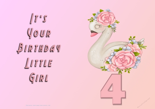 NCJP - Its Your Birthday Little Girl - 4 - Swan n Flowers
