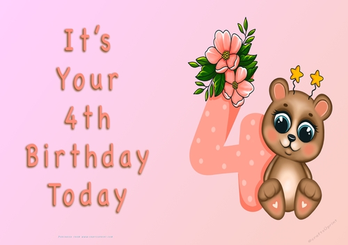 NCJP - Its Your 4th Birthday Today - 4 with Cute Bear