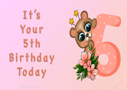 NCJP - Its Your 5th Birthday Today - 5 with Cute Bear