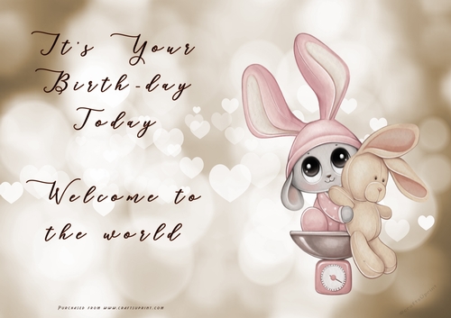NCJP - Its your BIRTH-DAY today - Welcome to the world - Pink Cute 