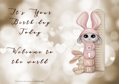NCJP - Its your BIRTH-DAY today - Welcome to the world - Pink Cute 