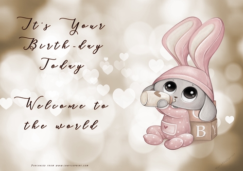 NCJP - Its your BIRTH-DAY today - Welcome to the world - Pink Cute 