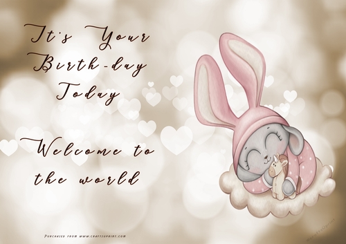 NCJP - Its your BIRTH-DAY today - Welcome to the world - Pink Cute 