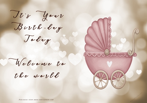 NCJP - Its your BIRTH-DAY today - Welcome to the world - Pink Cute 