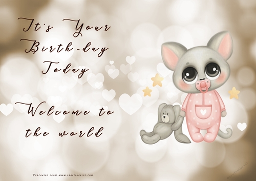 NCJP - Its your BIRTH-DAY today - Welcome to the world - Pink Cute 