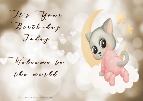 NCJP - Its your BIRTH-DAY today - Welcome to the world - Pink Cute 