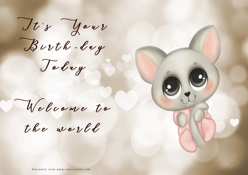 NCJP - Its your BIRTH-DAY today - Welcome to the world - Pink Cute 